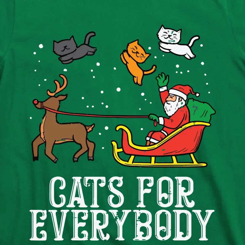 Cats For Everybody Christmas Cat Funny Xmas Women Santa T-Shirt