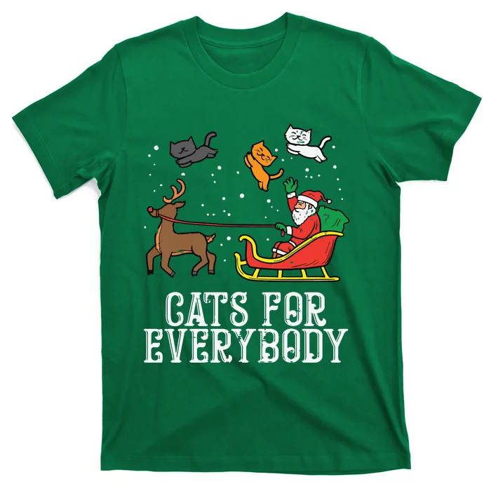 Cats For Everybody Christmas Cat Funny Xmas Women Santa T-Shirt