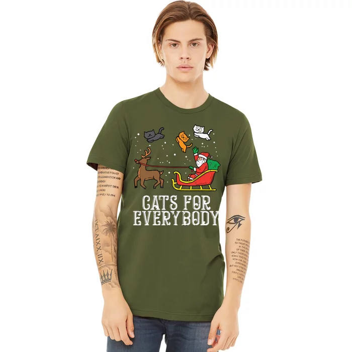 Cats For Everybody Christmas Cat Funny Xmas Women Santa Premium T-Shirt