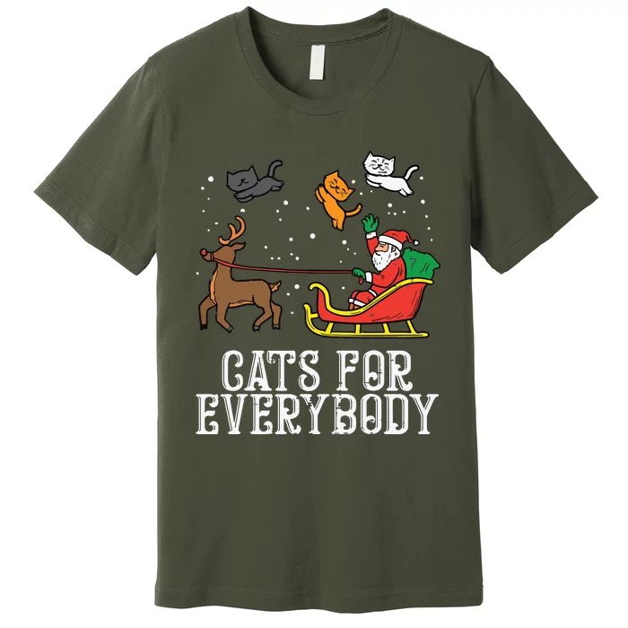 Cats For Everybody Christmas Cat Funny Xmas Women Santa Premium T-Shirt