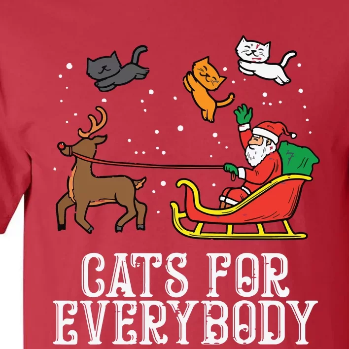 Cats For Everybody Christmas Cat Funny Xmas Women Santa Tall T-Shirt