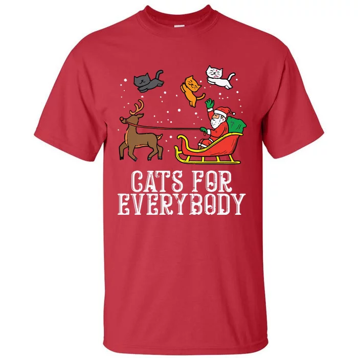 Cats For Everybody Christmas Cat Funny Xmas Women Santa Tall T-Shirt