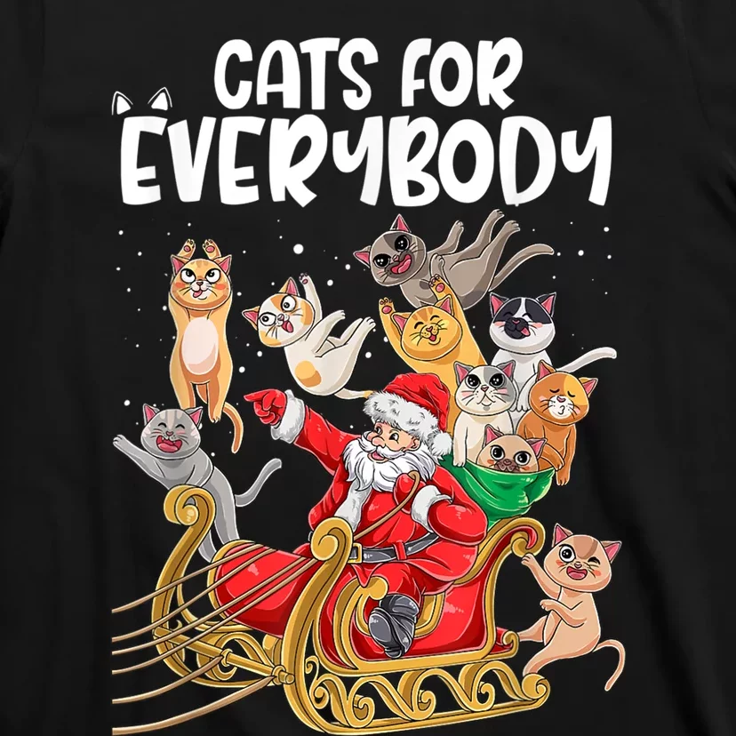 Cats For Everybody Santa Cute Kitty Funny Christmas Cat T-Shirt