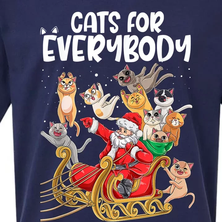 Cats For Everybody Santa Cute Kitty Funny Christmas Cat Sueded Cloud Jersey T-Shirt