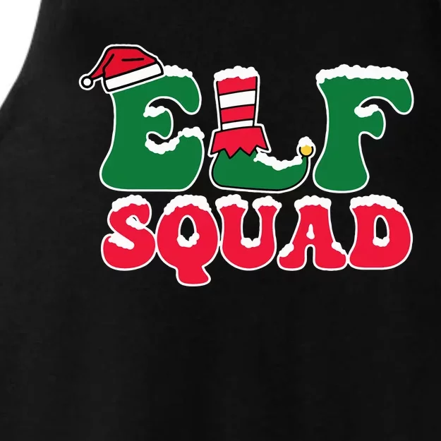 Cute Funny Elf Squad Christmas Seasonal Ladies Tri-Blend Wicking Tank