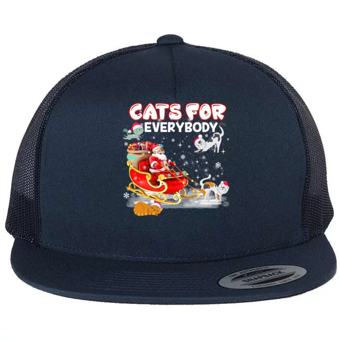 Cats For Everybody Cat Christmas Ugly Christmas Meaningful Gift Flat Bill Trucker Hat