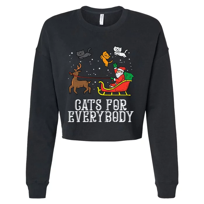 Cats For Everybody Christmas Cat Funny Xmas Cropped Pullover Crew