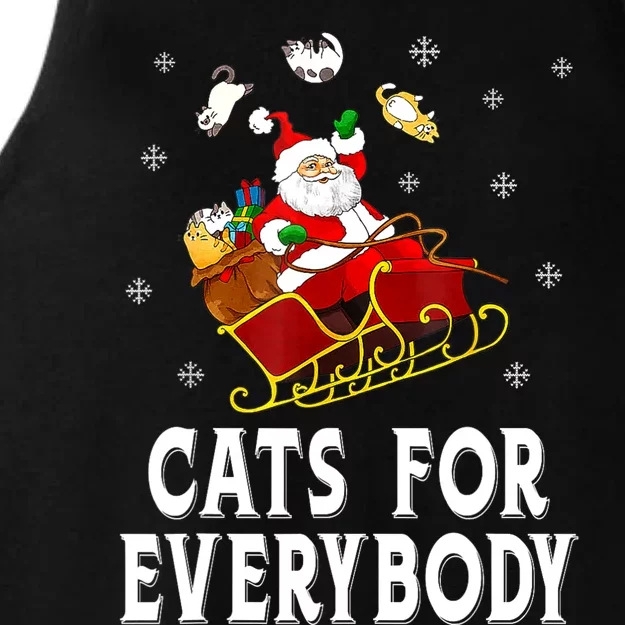 Cats For Everybody Christmas Cat Funny Xmas Women Santa Ladies Tri-Blend Wicking Tank