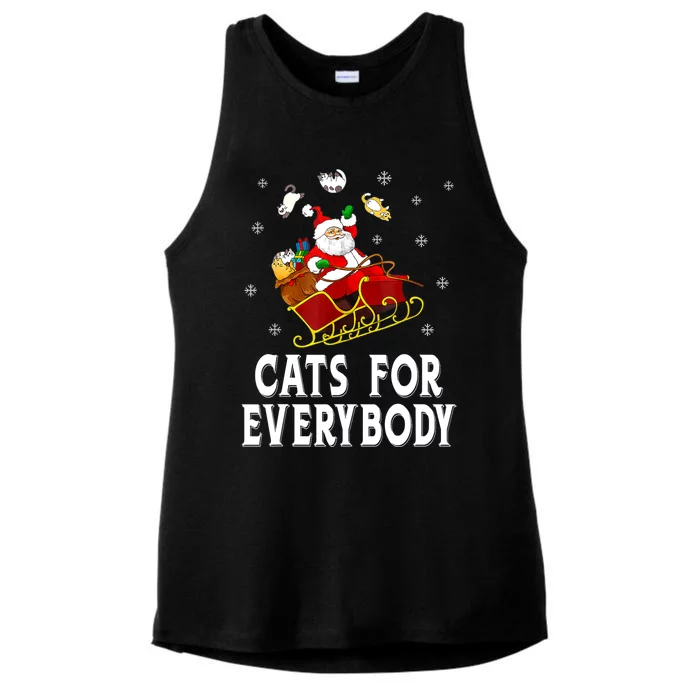 Cats For Everybody Christmas Cat Funny Xmas Women Santa Ladies Tri-Blend Wicking Tank