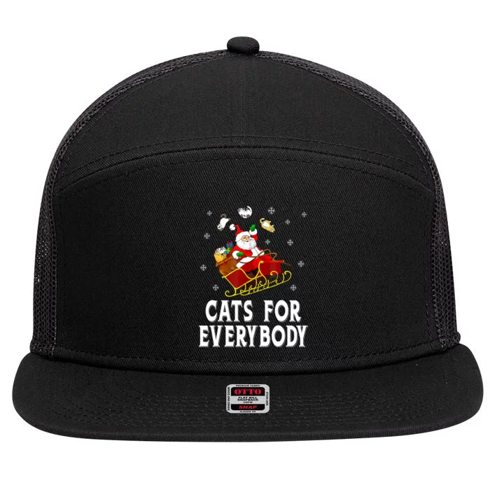 Cats For Everybody Christmas Cat Funny Xmas Women Santa 7 Panel Mesh Trucker Snapback Hat