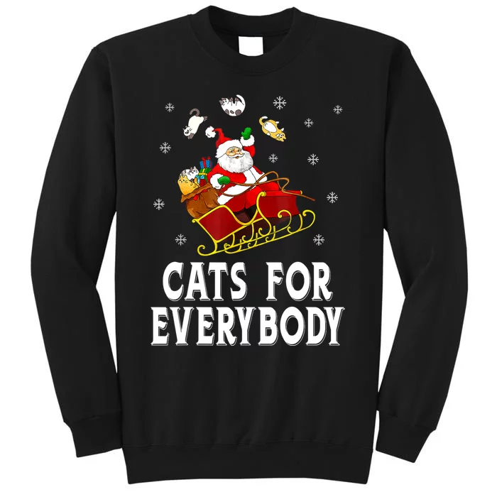 Cats For Everybody Christmas Cat Funny Xmas Women Santa Sweatshirt