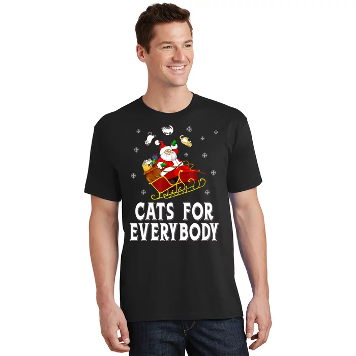 Cats For Everybody Christmas Cat Funny Xmas Women Santa T-Shirt