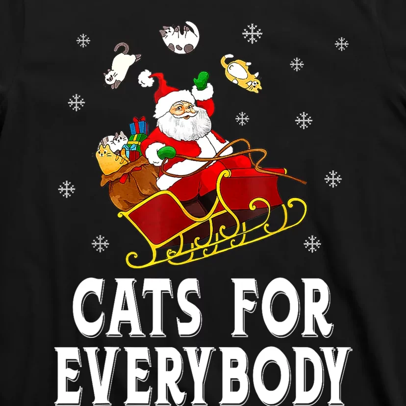 Cats For Everybody Christmas Cat Funny Xmas Women Santa T-Shirt