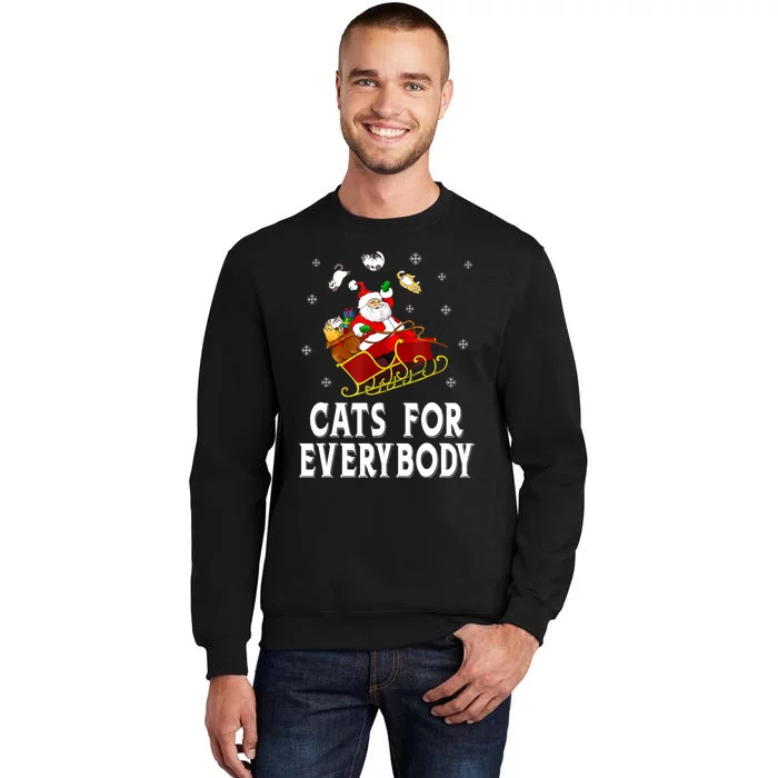 Cats For Everybody Christmas Cat Funny Xmas Women Santa Tall Sweatshirt