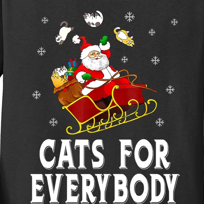 Cats For Everybody Christmas Cat Funny Xmas Women Santa Kids Long Sleeve Shirt