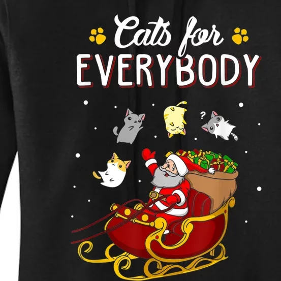 Cats For Everybody Ugly Christmas Cat Funny Xmas Women's Pullover Hoodie