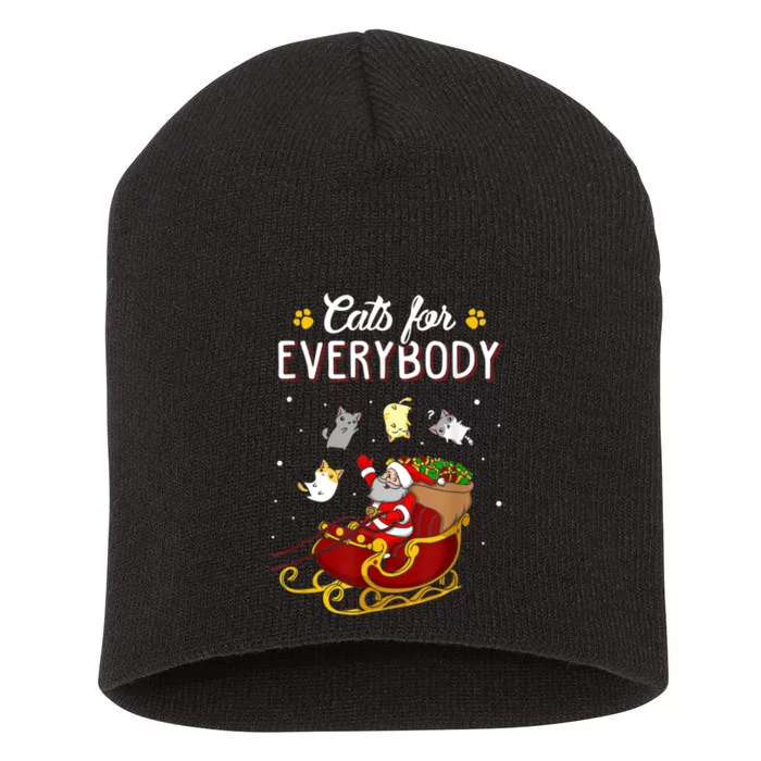 Cats For Everybody Ugly Christmas Cat Funny Xmas Short Acrylic Beanie