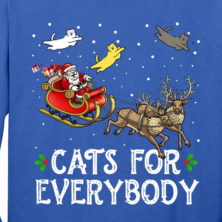 Cats For Everybody Christmas Cat Funny Xmas Santa Gift Long Sleeve Shirt