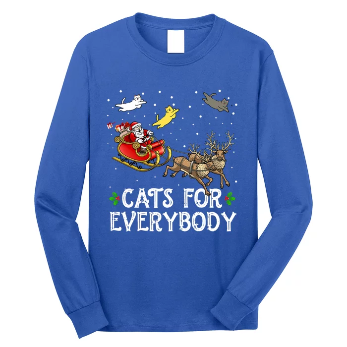 Cats For Everybody Christmas Cat Funny Xmas Santa Gift Long Sleeve Shirt