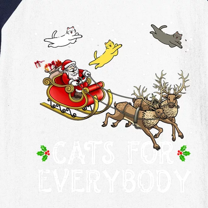 Cats For Everybody Christmas Cat Funny Xmas Santa Gift Baseball Sleeve Shirt