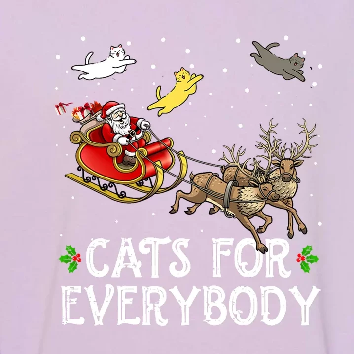 Cats For Everybody Christmas Cat Funny Xmas Santa Gift Garment-Dyed Sweatshirt