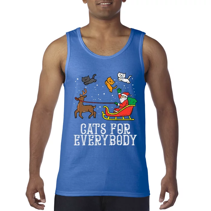 Cats For Everybody Christmas Cat Funny Xmas Santa Tank Top