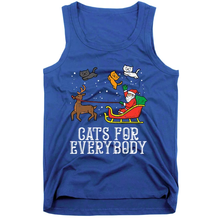 Cats For Everybody Christmas Cat Funny Xmas Santa Tank Top