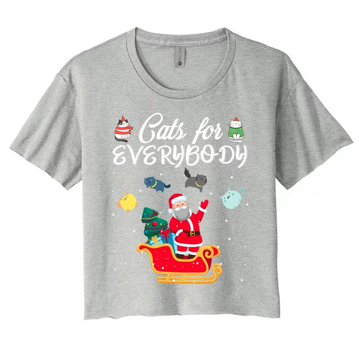 Cats For Everybody Christmas Cat Santa Claus Sleigh Lover Meaningful Gift Women's Crop Top Tee