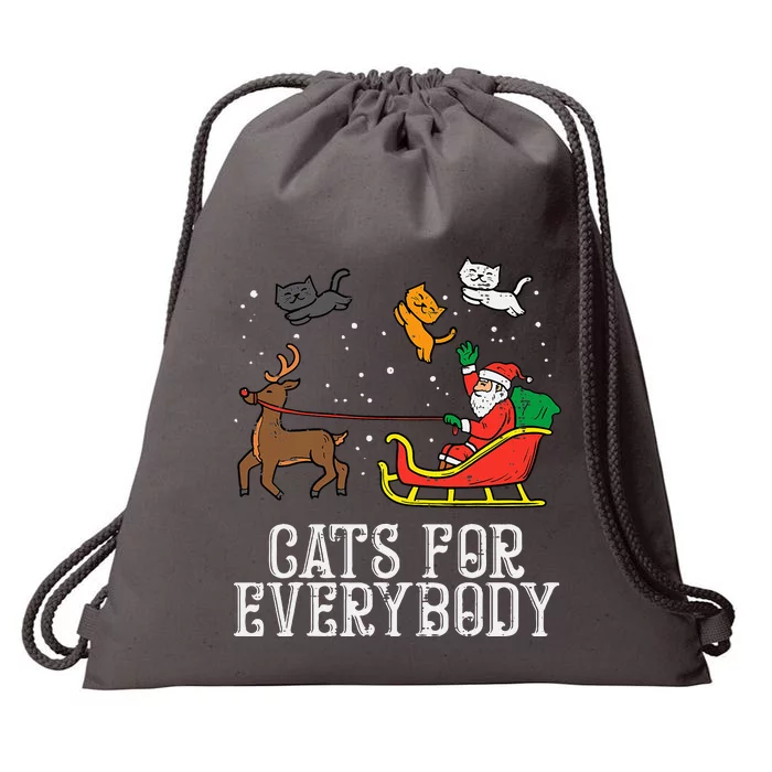 Cats For Everybody Christmas Cat Funny Xmas Santa Drawstring Bag