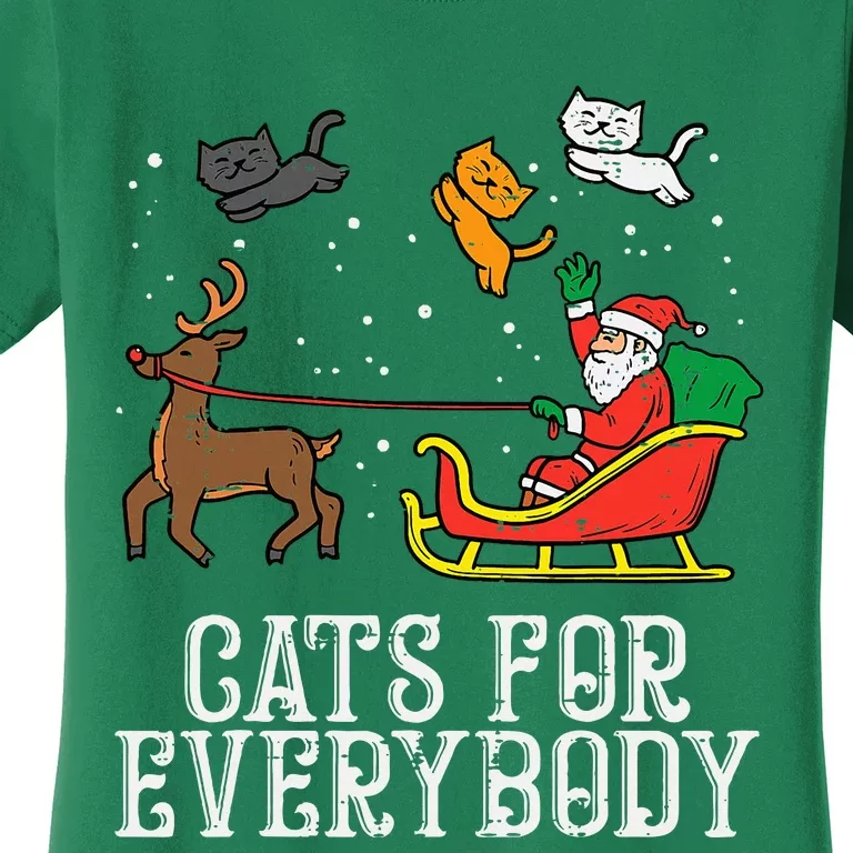 Cats For Everybody Christmas Cat Funny Xmas Santa Women's T-Shirt