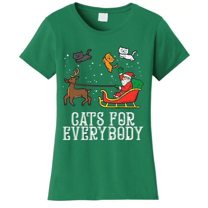 Cats For Everybody Christmas Cat Funny Xmas Santa Women's T-Shirt