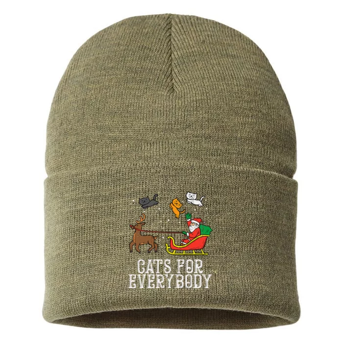 Cats For Everybody Christmas Cat Funny Xmas Santa Sustainable Knit Beanie