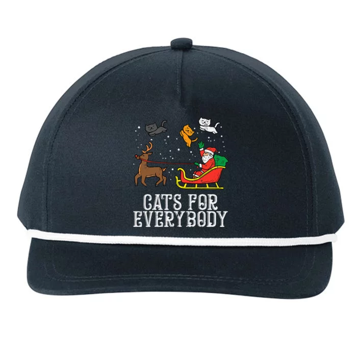 Cats For Everybody Christmas Cat Funny Xmas Santa Snapback Five-Panel Rope Hat