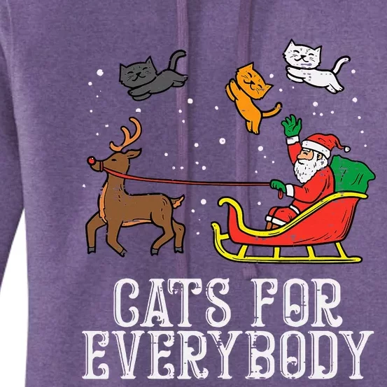 Cats For Everybody Christmas Cat Funny Xmas Santa Women's Pullover Hoodie