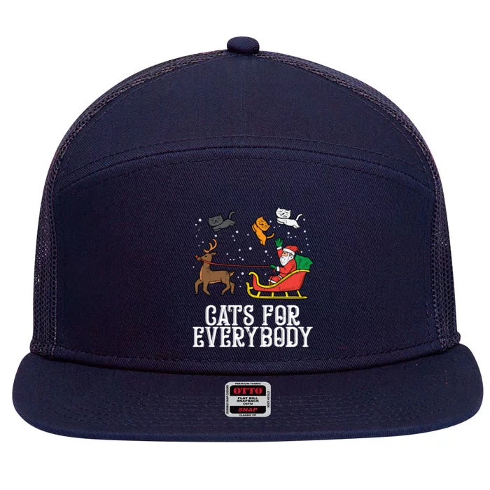 Cats For Everybody Christmas Cute Cat Lover Xmas Pajamas Gift 7 Panel Mesh Trucker Snapback Hat