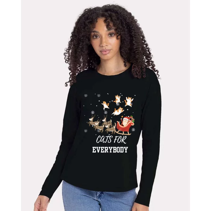 Cats For Everybody Xmas Christmas Funny Santa Gift Womens Cotton Relaxed Long Sleeve T-Shirt