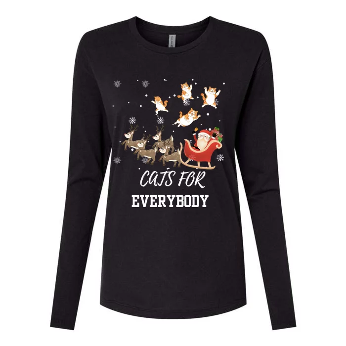 Cats For Everybody Xmas Christmas Funny Santa Gift Womens Cotton Relaxed Long Sleeve T-Shirt