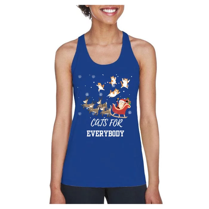 Cats For Everybody Xmas Christmas Funny Santa Gift Women's Racerback Tank