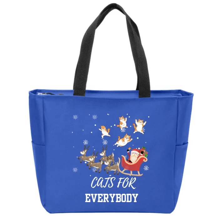 Cats For Everybody Xmas Christmas Funny Santa Gift Zip Tote Bag