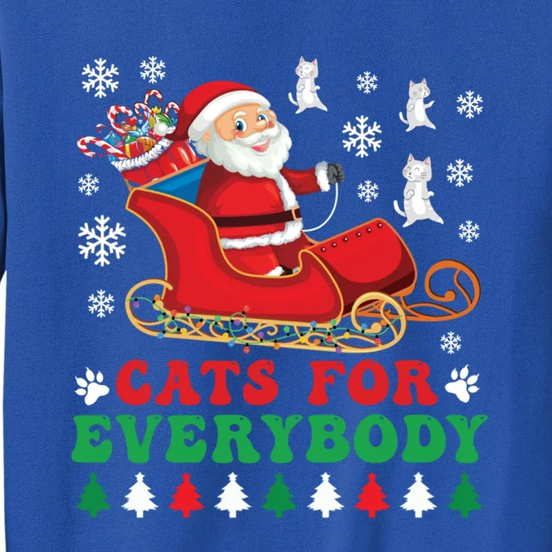 Cats For Everybody Funny Christmas Santa Cat Lovers Great Gift Tall Sweatshirt