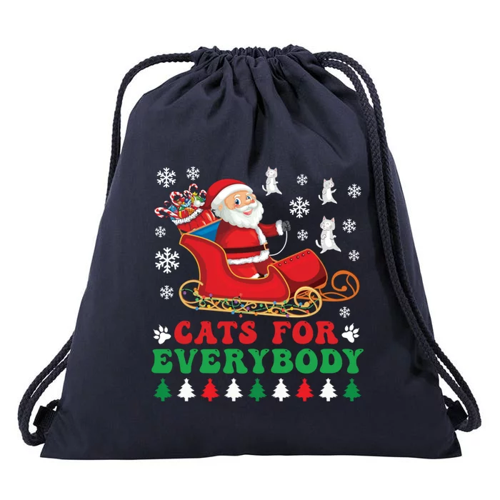 Cats For Everybody Funny Christmas Santa Cat Lovers Great Gift Drawstring Bag