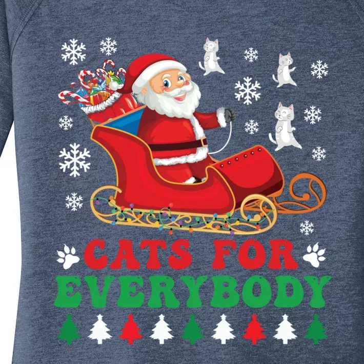 Cats For Everybody Funny Christmas Santa Cat Lovers Great Gift Women's Perfect Tri Tunic Long Sleeve Shirt