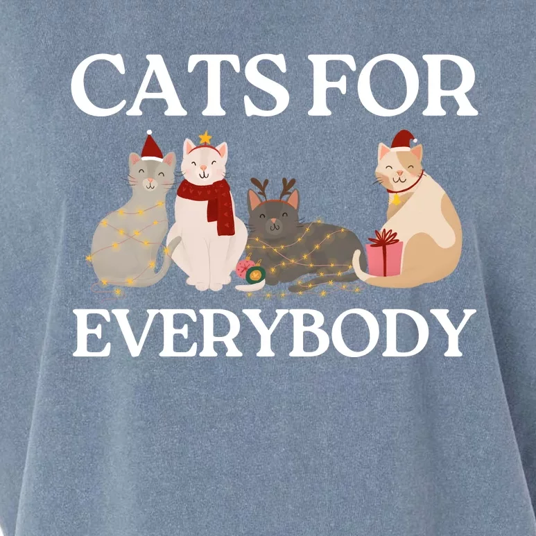 Cats For Everybody Santa Hat Kitties Merry Christmas Costume Gift Garment-Dyed Women's Muscle Tee