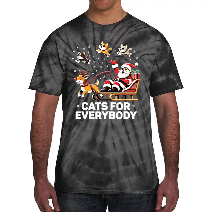 Cats For Everybody Funny Christmas Cat Xmas Women Santa Tie-Dye T-Shirt