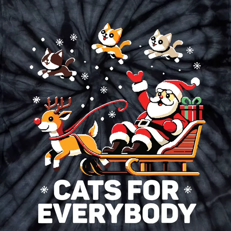 Cats For Everybody Funny Christmas Cat Xmas Women Santa Tie-Dye T-Shirt