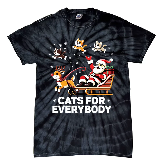 Cats For Everybody Funny Christmas Cat Xmas Women Santa Tie-Dye T-Shirt