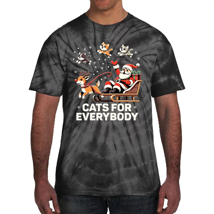 Cats For Everybody Funny Christmas Cat Xmas Santa Tie-Dye T-Shirt