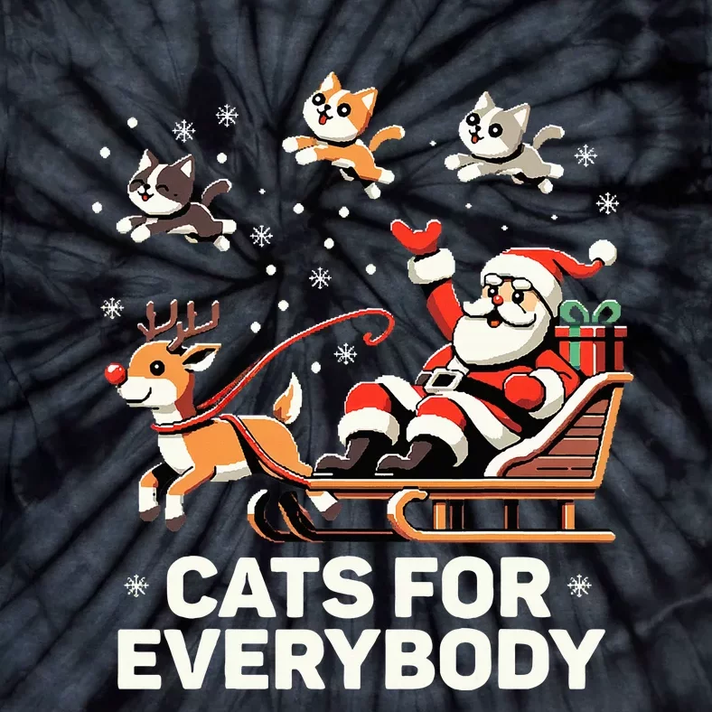 Cats For Everybody Funny Christmas Cat Xmas Santa Tie-Dye T-Shirt