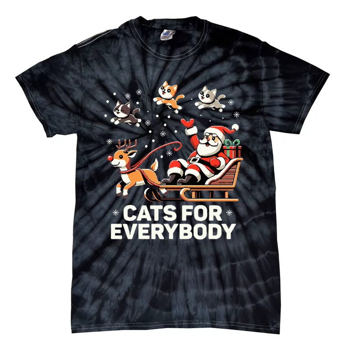 Cats For Everybody Funny Christmas Cat Xmas Santa Tie-Dye T-Shirt