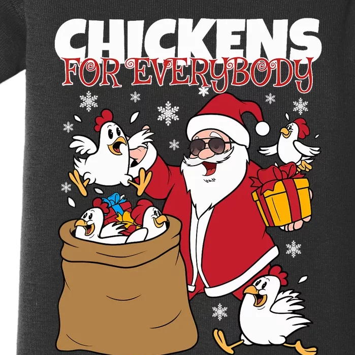 Chickens For Everybody Funny Santa Christmas Chicken Baby Bodysuit